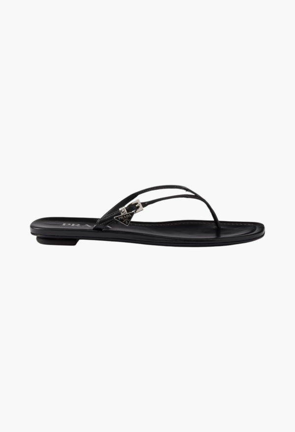 Black - Leather Thong Sandals
