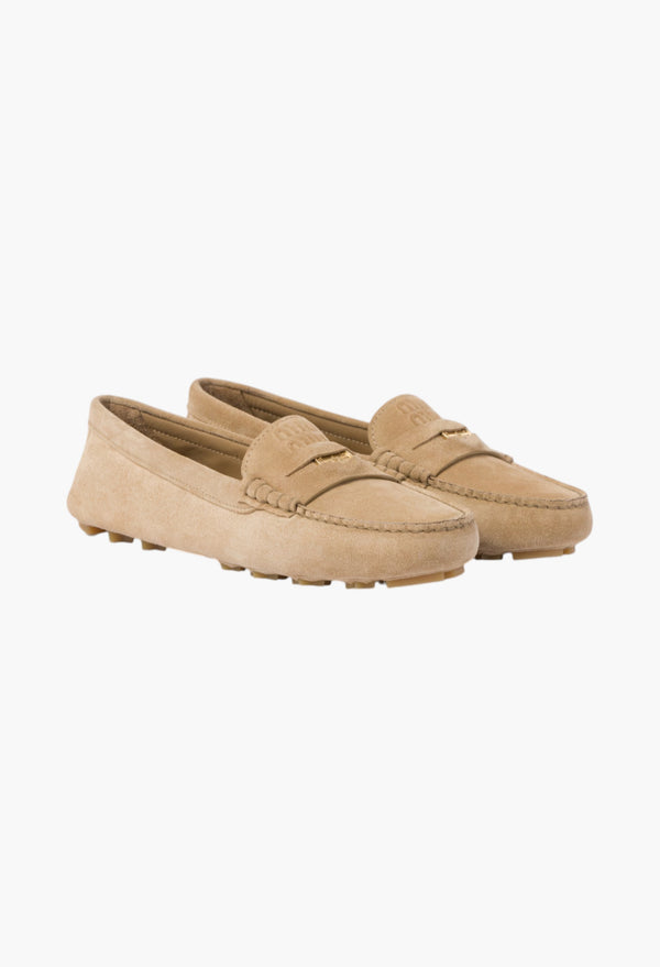 Ecru - Suede Driving Shoes