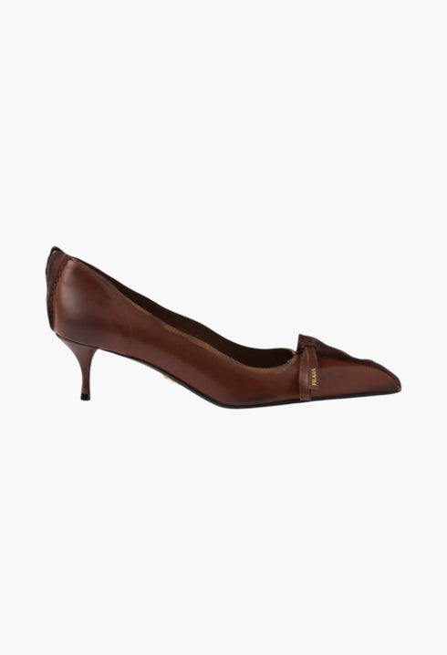 Cocoa Brown - Antiqued Leather Pumps - GLAM MODA