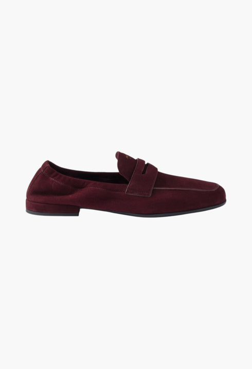 Burgundy - Shuffle Antiqued Suede Loafers - GLAM MODA