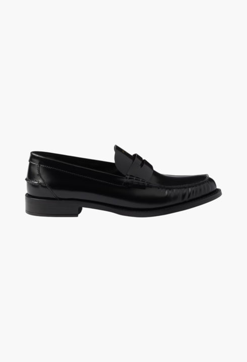 Black - Brushed Leather Loafers - GLAM MODA