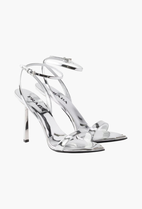 Silver - Metallic Leather High-Heeled Sandals - GLAM MODA