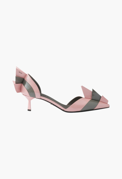 Orchid/Steel - Two-tone patent leather D'Orsay pumps - GLAM MODA