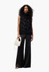 Black - Semi-Sheer Top With Fringe Details Woman - GLAM MODA