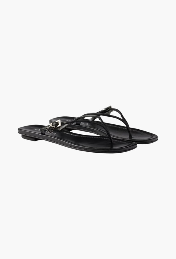 Black - Leather Thong Sandals