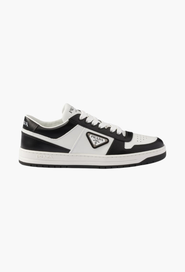 White/Black - Downtown Perforated Leather Sneakers