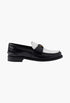 Black/White - Two-Tone Brushed Leather Loafers - GLAM MODA