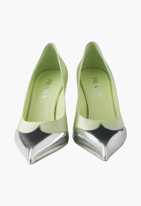 Dew - Satin And Metallic Leather Pumps - GLAM MODA