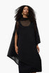 Black - Asymmetrical Semi-Transparent Cape Woman - GLAM MODA