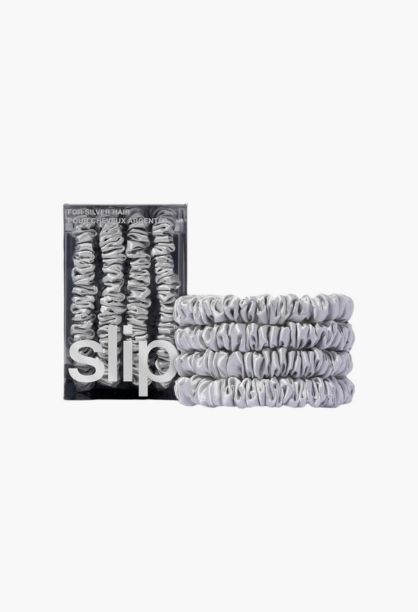 Silver - Slip Pure Silk Skinny Scrunchies