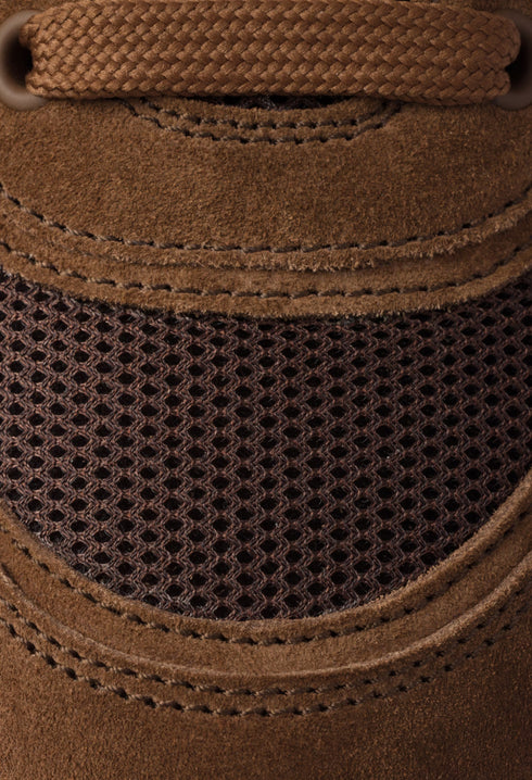 Cocoa Brown - Trail Mesh Fabric And Suede Mules - GLAM MODA