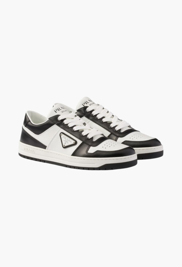 White/Black - Downtown Perforated Leather Sneakers