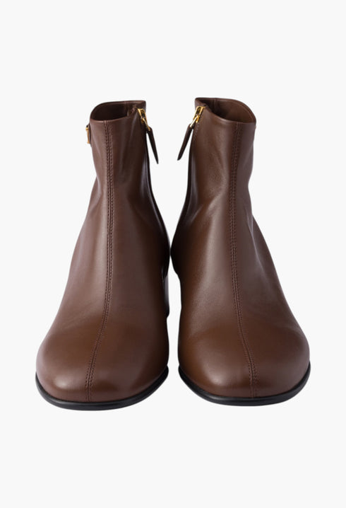 Cocoa Brown - Nappa Leather Booties - GLAM MODA