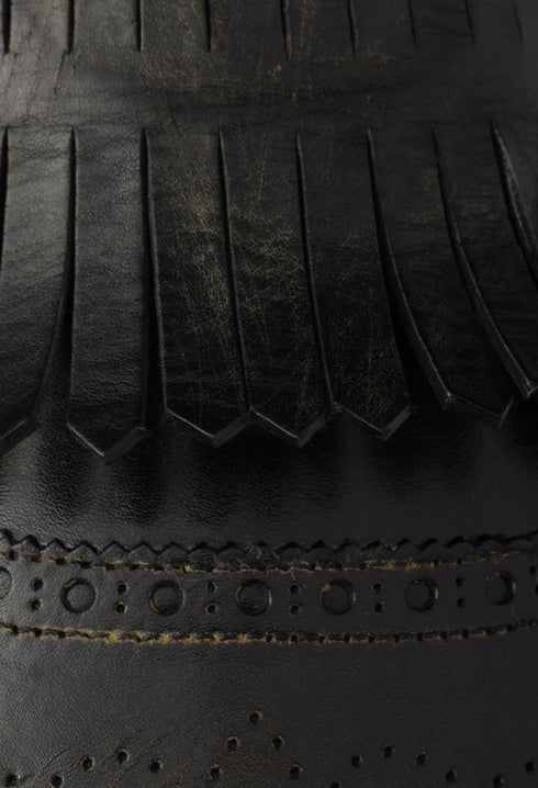 Black - Shuffle Fringed Leather Mules - GLAM MODA