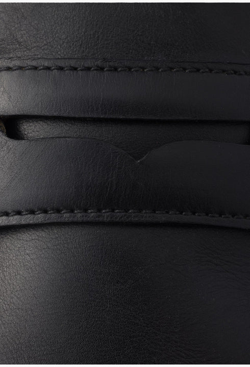 Black - Shuffle Antiqued Leather Loafers - GLAM MODA