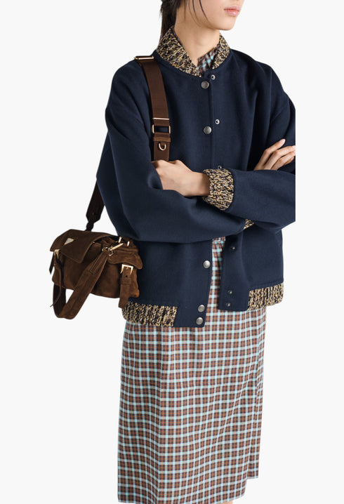 Cocoa Brown - Prada Explore Medium Suede Shoulder Bag With Flap - GLAM MODA