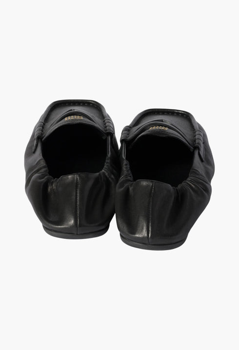 Black - Ruches Nappa Leather Loafers - GLAM MODA