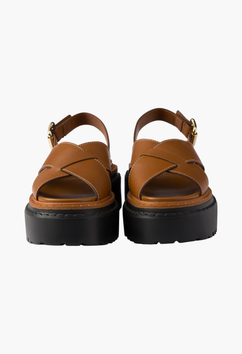 Leather - Leather Crisscross Sandals - GLAM MODA