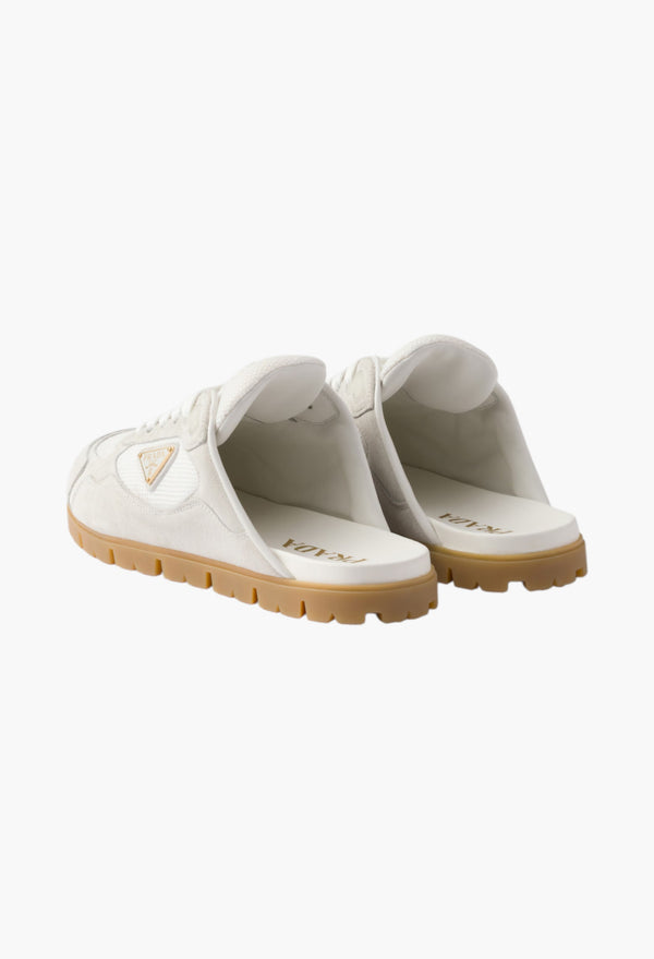 White - Trail Mesh Fabric And Suede Mules