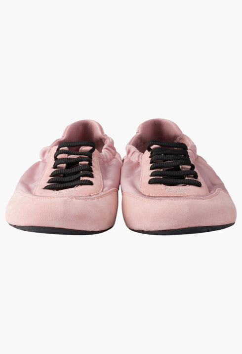 Peach - Collapse Re-Nylon And Suede Sneakers - GLAM MODA