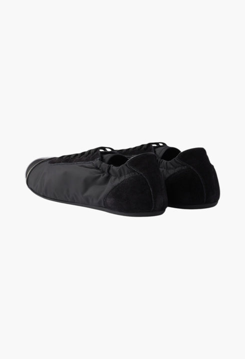 Black - Collapse Re-Nylon And Suede Sneakers With Metal Toecap - GLAM MODA