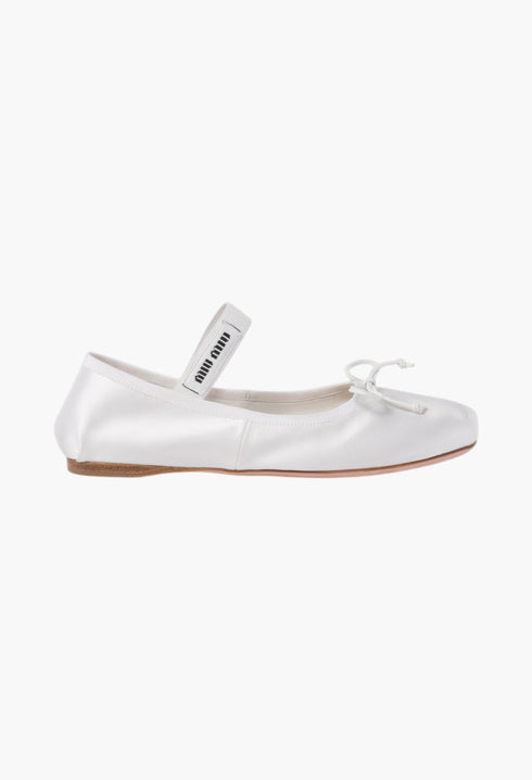 White - Satin Ballerinas - GLAM MODA