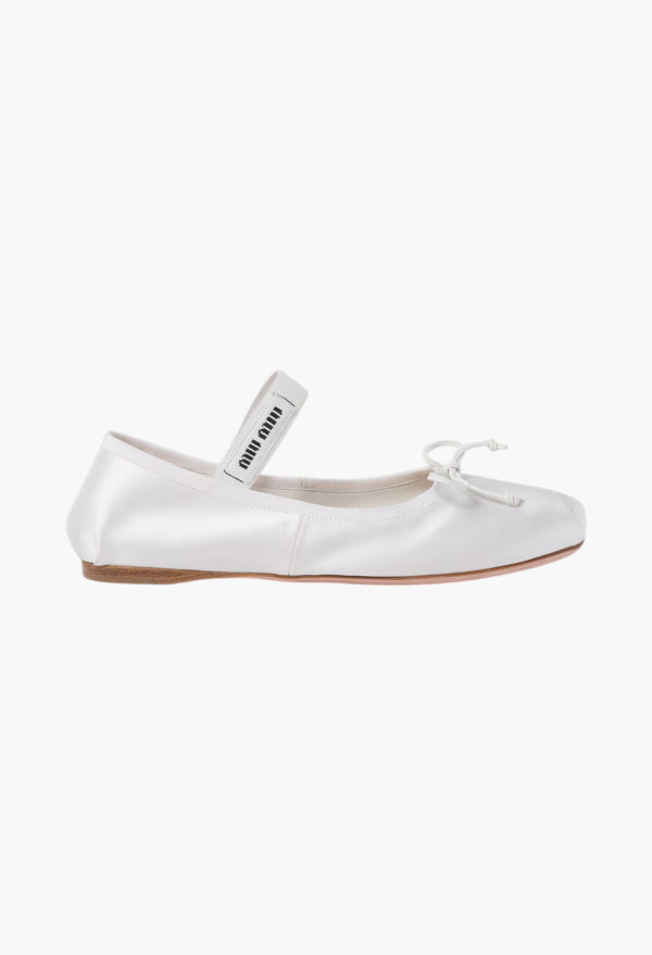 White - Satin Ballerinas