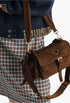 Cocoa Brown - Prada Explore Medium Suede Shoulder Bag With Flap - GLAM MODA