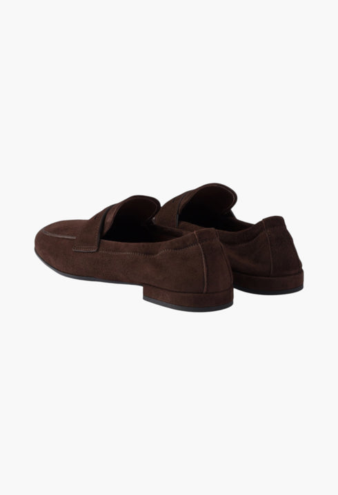 Dark Brown - Shuffle Antiqued Suede Loafers - GLAM MODA