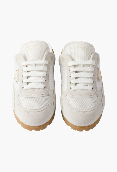 White - Trail Mesh Fabric And Suede Mules - GLAM MODA