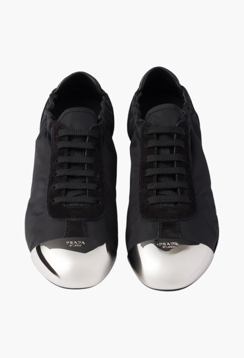 Black - Collapse Re-Nylon And Suede Sneakers With Metal Toecap - GLAM MODA