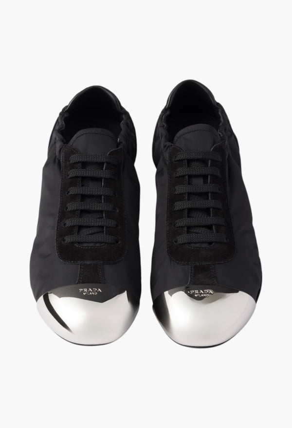 Black - Collapse Re-Nylon And Suede Sneakers With Metal Toecap