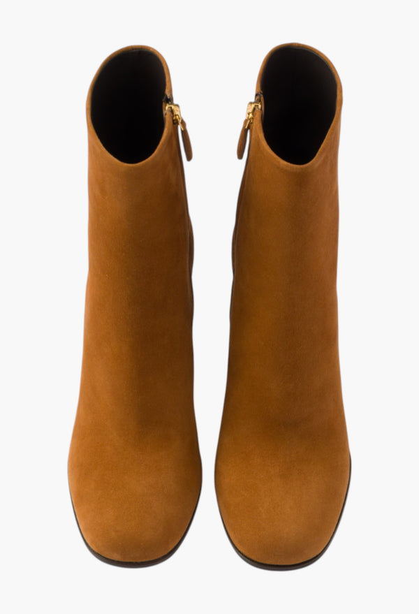 Cognac - Suede Booties