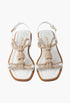 White - Flat Leather And Cord Sandals - GLAM MODA