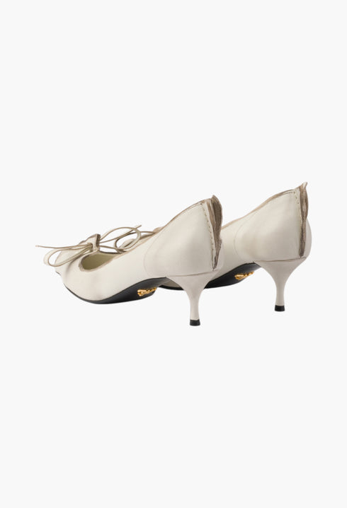Chalk White - Antiqued Leather Pumps - GLAM MODA