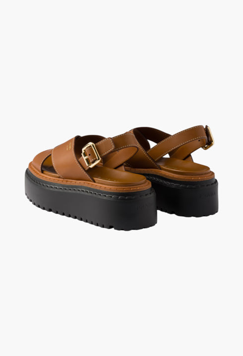 Leather - Leather Crisscross Sandals - GLAM MODA