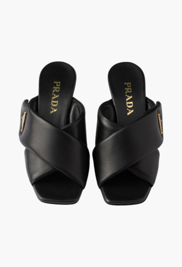 Black - Padded Nappa Leather Sandals