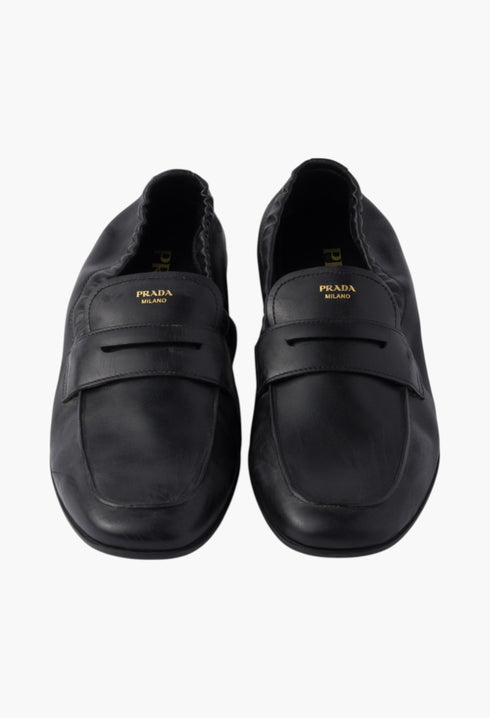 Black - Shuffle Antiqued Leather Loafers - GLAM MODA