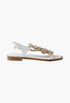 White - Flat Leather And Cord Sandals - GLAM MODA