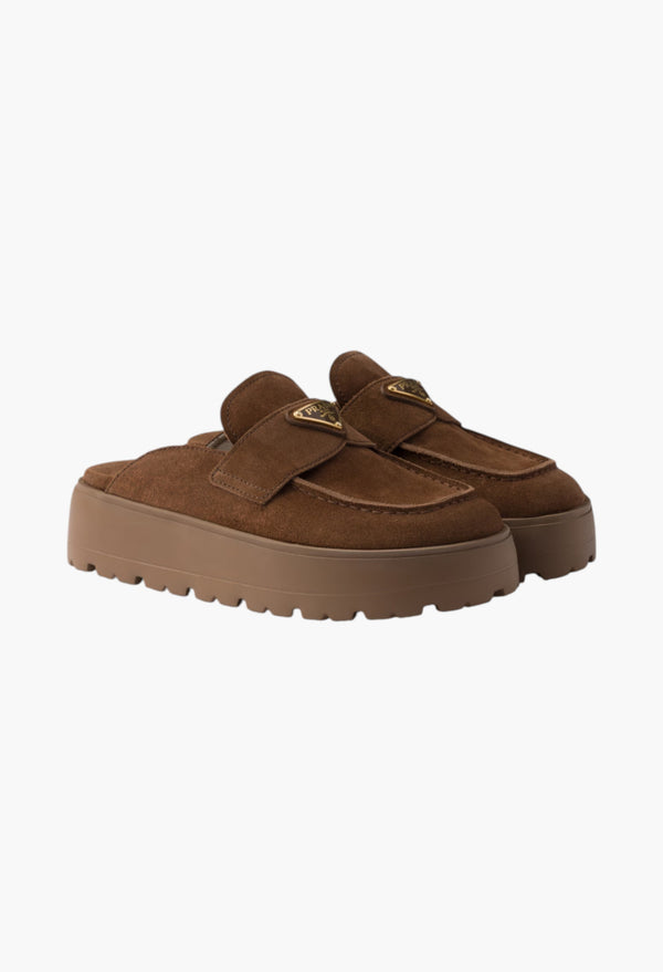 Cocoa Brown - Suede Flatform Mules
