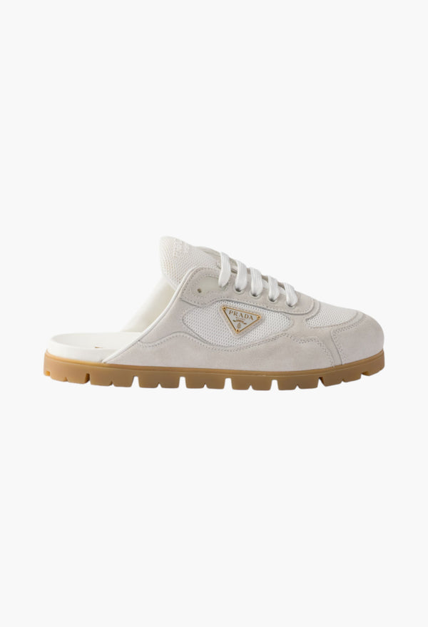 White - Trail Mesh Fabric And Suede Mules