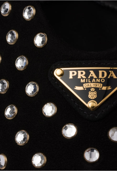 Black - Suede Ballerinas With Crystals - GLAM MODA