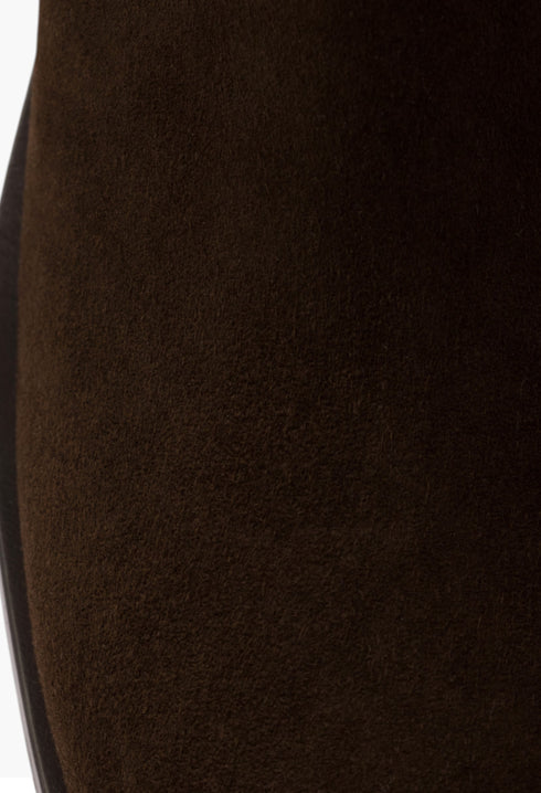 Dark Brown - Suede Booties - GLAM MODA