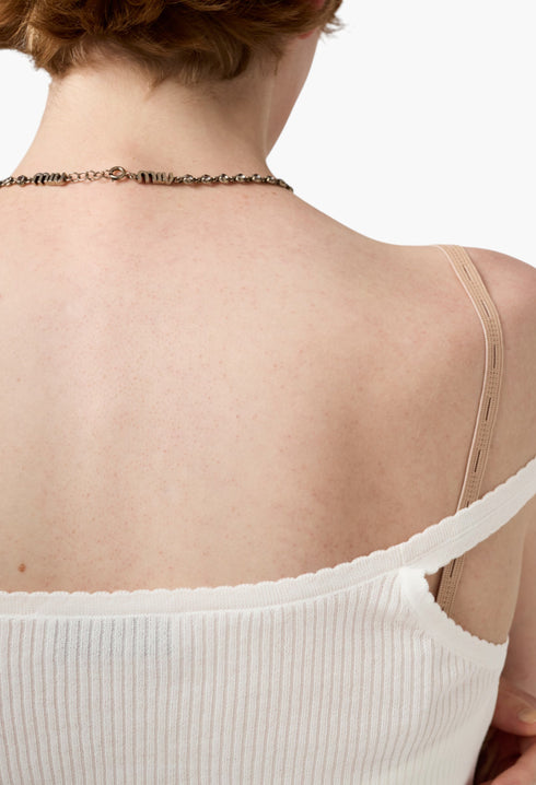 White - Cotton Knit Top - GLAM MODA