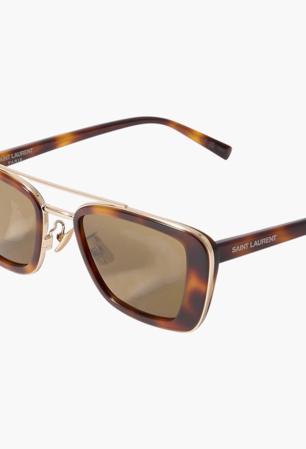 Scales - Rectangular Sunglasses In Tortoiseshell Effect Acetate And Gold Metal