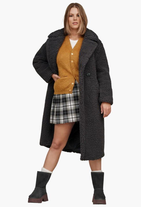 Women's Gertrude Long Teddy Coat - GLAM MODA