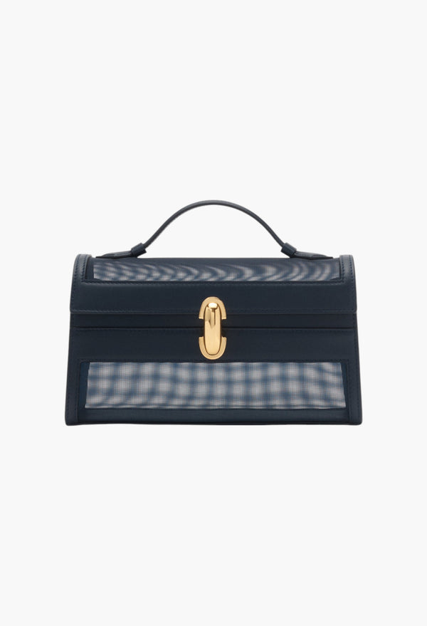 Navy Mesh with Leather Trim - Symmetry Pochette