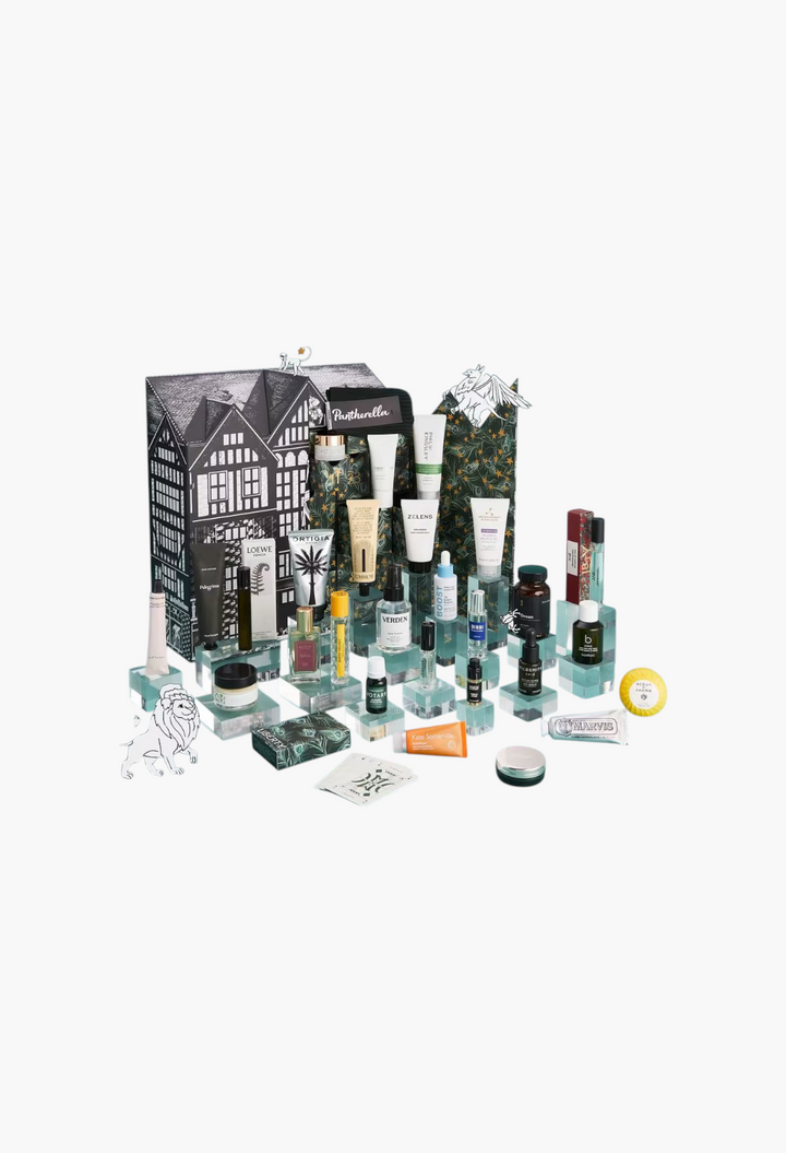 GLAM MODA Men's Advent Calendar 2026 featuring 25 luxury grooming, skincare, and fragrance products in patterned drawers