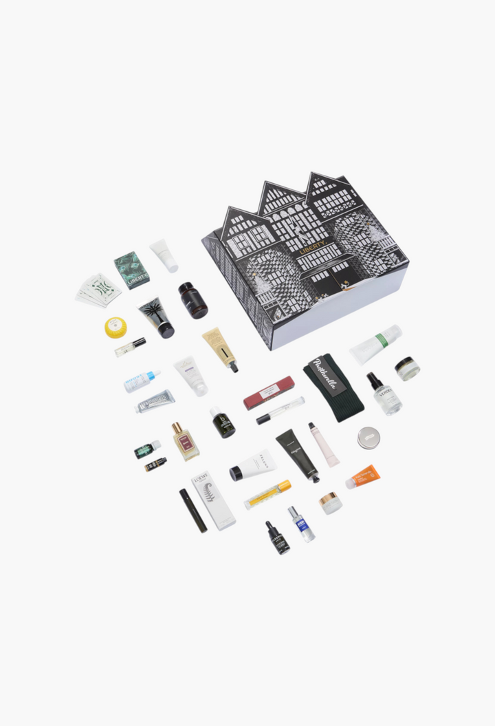 GLAM MODA Men's Advent Calendar 2026 featuring 25 luxury grooming, skincare, and fragrance products with branded box.