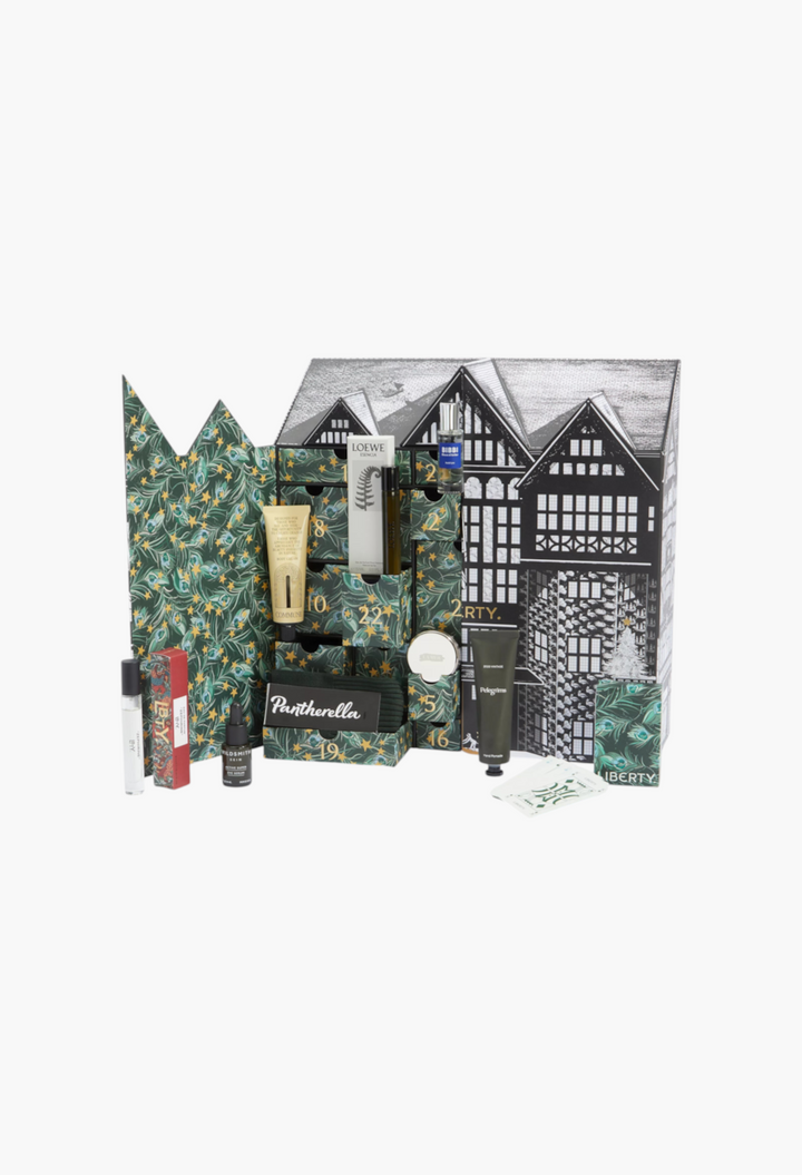 GLAM MODA Men's Advent Calendar 2026 with 25 drawers in Liberty Evelyn Trail print featuring luxury grooming products